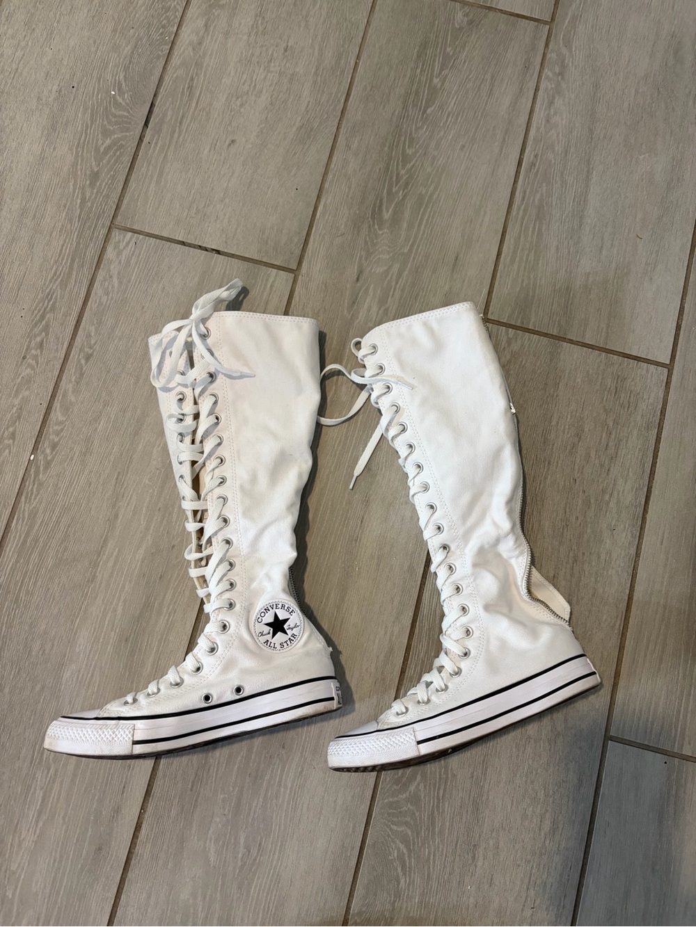 Converse White Over-the-Knee Lace-Up Canvas Boots